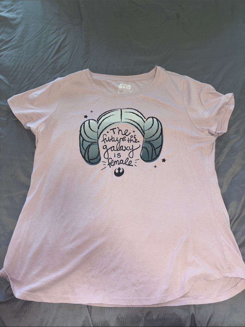 Star Wars Light Pink Tee with Leia Buns Graphic